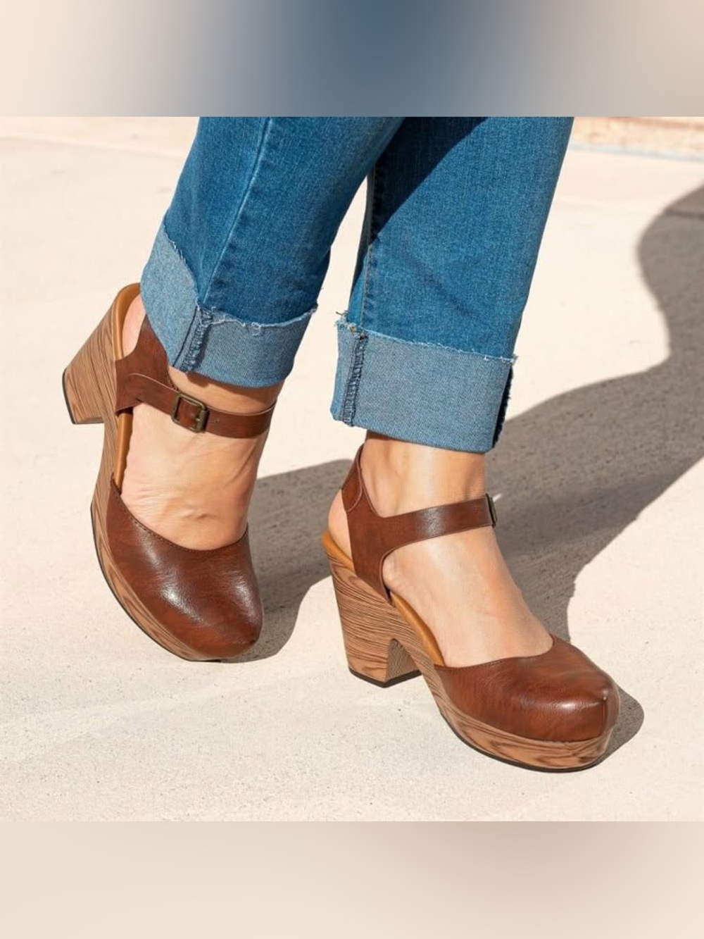 Pierre Dumas Chestnut Brown Platform Mary Jane Clogs